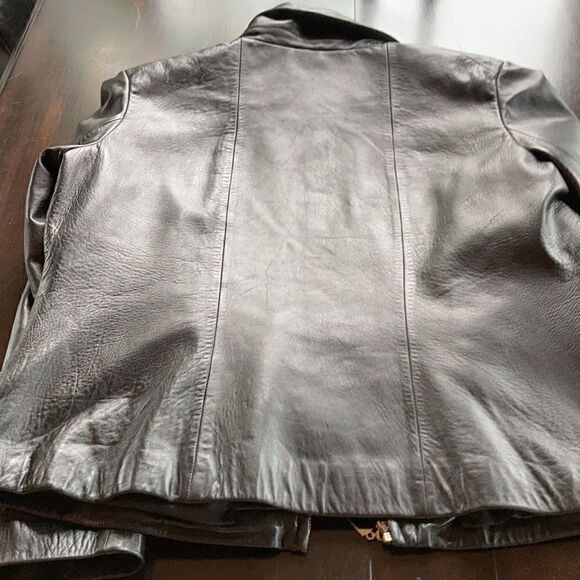 Vintage Sienna Studio leather lined full zip collar pockets jacket Black Large - Picture 13 of 16